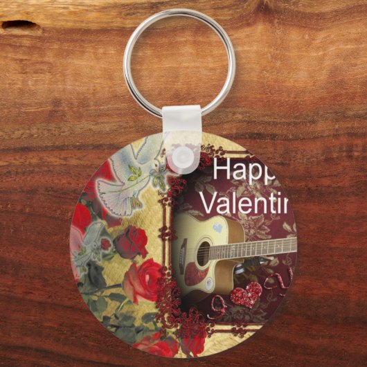  gitaar: African Brown Beauty Valentijnsdag Sleutelhanger (Voorkant)