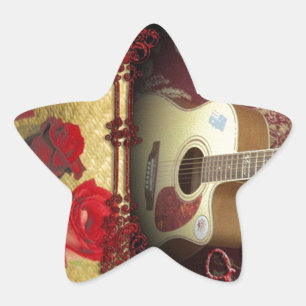 gitaar: African Brown Beauty Valentijnsdag Ster Sticker