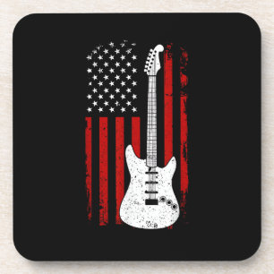 Gitaar Amerikaanse Amerikaanse vlag muziekspeler E Bier Onderzetter