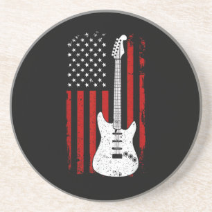 Gitaar Amerikaanse Amerikaanse vlag muziekspeler E Zandsteen Onderzetter
