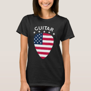 Gitaar Amerikaanse vlag Plectrum Gitarist Muzieks T-shirt