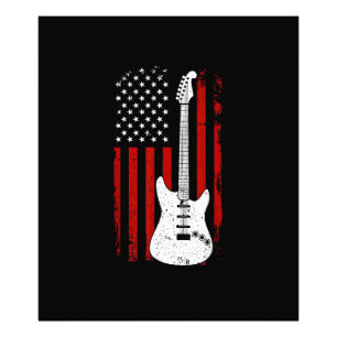 Gitaar Amerikaanse VS-vlag Muziekspeler Elektrisch Foto Afdruk