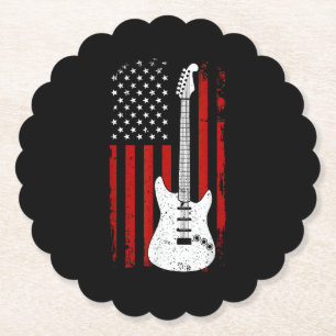 Gitaar Amerikaanse VS Vlag Muziekspeler Elektrisch Kartonnen Onderzetters