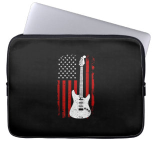 Gitaar Amerikaanse VS Vlag Muziekspeler Elektrisch Laptop Sleeve