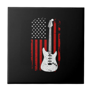 Gitaar Amerikaanse VS Vlag Muziekspeler Elektrisch Tegeltje
