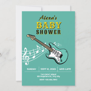 Gitaar baby shower kaart