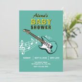 Gitaar baby shower kaart (Staand voorkant)