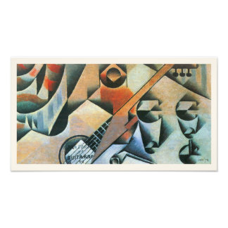 Gitaar (Banjo) en Bril, Juan Gris, Vintage Kunst Foto Afdruk