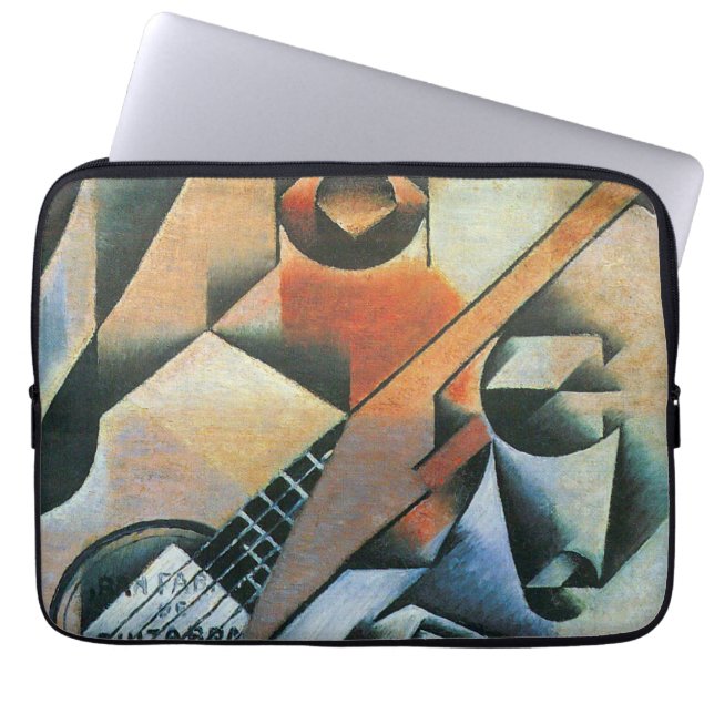 Gitaar (Banjo) en Bril, Juan Gris, Vintage Kunst Laptop Sleeve (Voorkant)