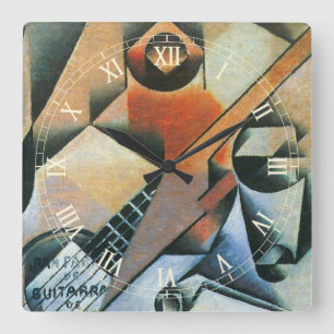 Gitaar (Banjo) en Bril, Juan Gris, Vintage Kunst Vierkante Klok