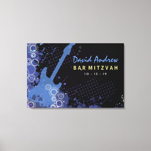 Gitaar Bar Mitzvah Inloggen Memory Board Canvas Afdruk (Voorkant)