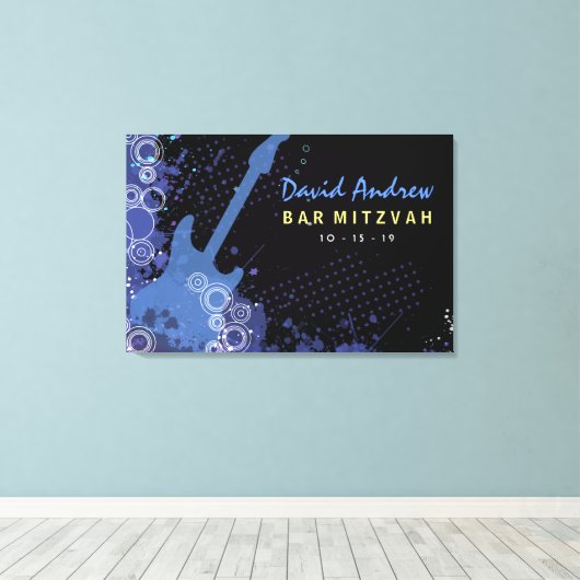 Gitaar Bar Mitzvah Inloggen Memory Board Canvas Afdruk (Insitu (Houten vloer))