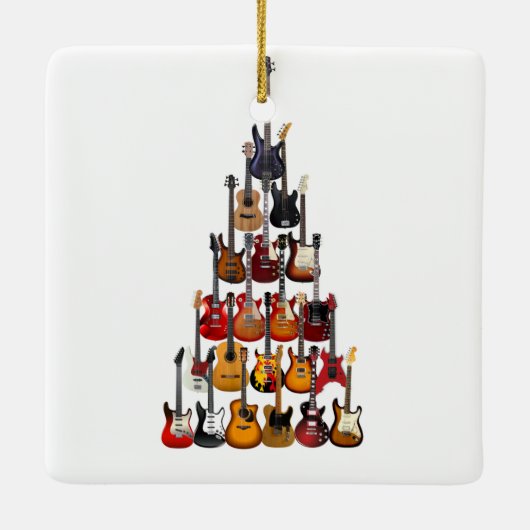 Gitaar Boom Kerstmis Light Rock Muziek Keramisch Ornament (Achterkant)