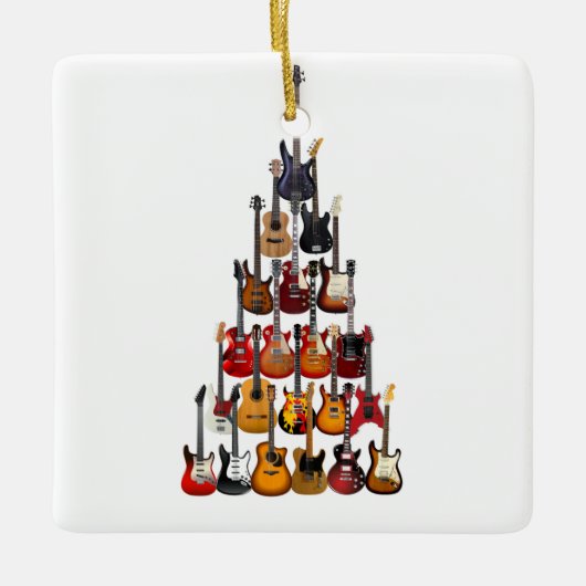 Gitaar Boom Kerstmis Light Rock Muziek Keramisch Ornament (Voorkant)