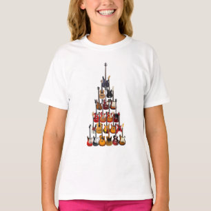 Gitaar Boom Kerstmis Light Rock Muziek T-shirt