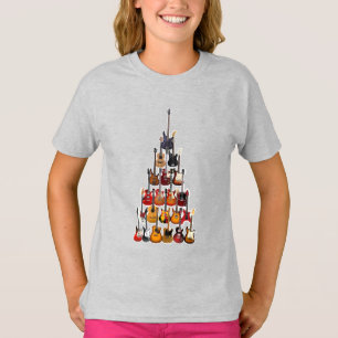 Gitaar Boom Kerstmis Light Rock Muziek T-shirt