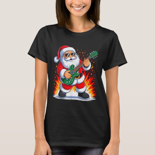 Gitaar Clic Santa spelen Drums Funny Christmas XM T-shirt (Voorkant)