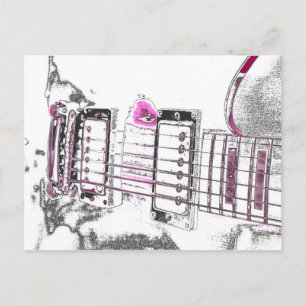 gitaar contour afbeelding roze zwarte brug briefkaart