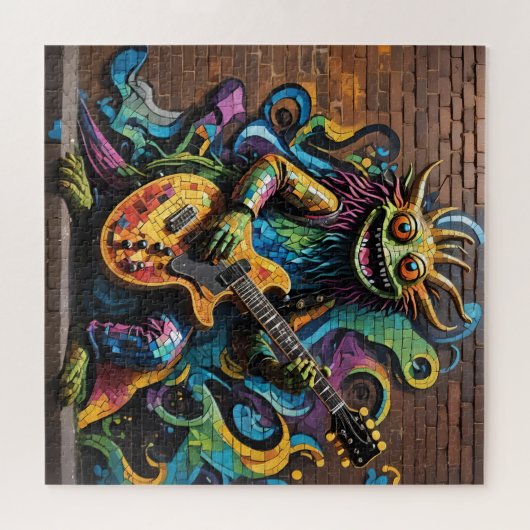 Gitaar Creature Rainbow Graffiti Puzzel Legpuzzel (Horizontaal)