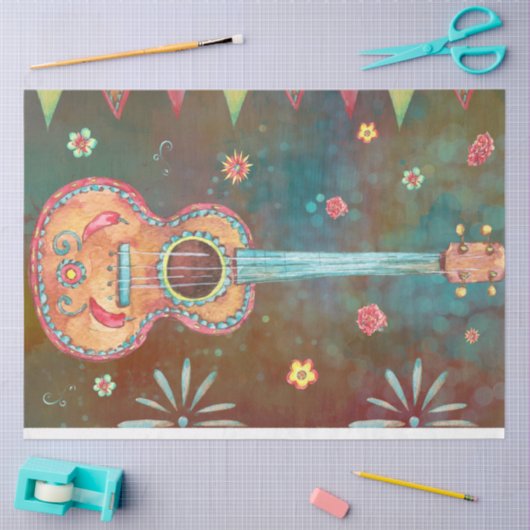 Gitaar Decoupage Papier Dia De Los Muertos (Craft)