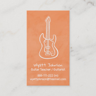 Gitaar Doodle Gitarist Oranje Visitekaartjes