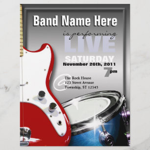 Gitaar Drum Rood & Blauw Gig of Locatie Flyers