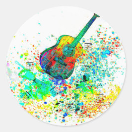 Gitaar en akkoorden spatten ronde sticker