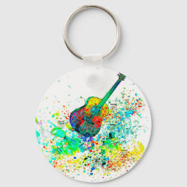 Gitaar en akkoorden spatten sleutelhanger