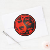 Gitaar en Bas Yin Yang Rood en Zwart Ronde Sticker (Envelop)