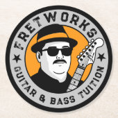 Gitaar- en baslessen - Fret Works Ronde Kartonnen Onderzetter (Voorkant)