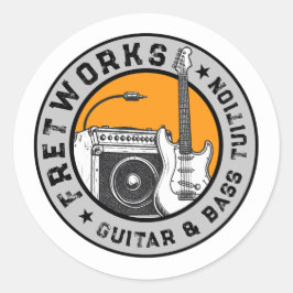 Gitaar- en baslessen - Fret Works Ronde Sticker