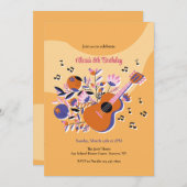 Gitaar- en bloemen uitnodiging (Voorkant / Achterkant)