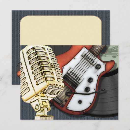  gitaar en Briefkaart voor microfoon (Voorkant / Achterkant)