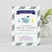 Gitaar en Drums Rock a Bye Baby shower Invitation Kaart (Staand voorkant)