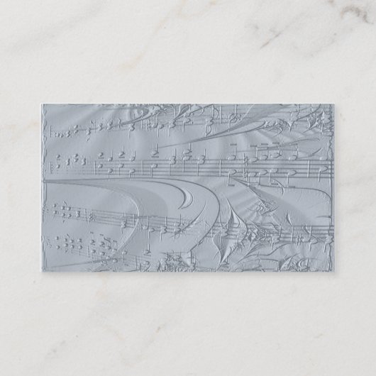 Gitaar en embossed muzieknoten visitekaartje (Achterkant)