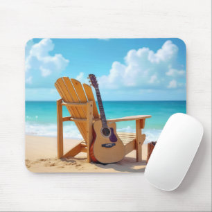 Gitaar en laarzen op het strand muismat