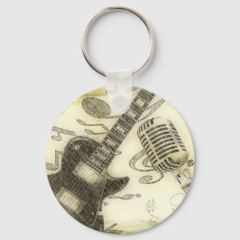 gitaar en microfoon sleutelhanger