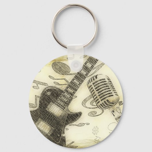 gitaar en microfoon sleutelhanger (Voorkant)