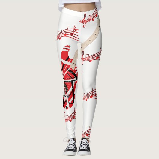 Gitaar en Muzieknoten Afdrukken Leggings (Voorkant)