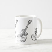Gitaar en muzieknoten koffiemok (Voorkant rechts)
