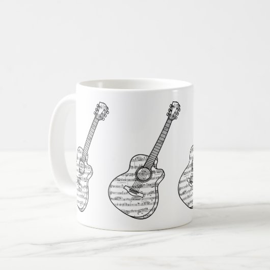 Gitaar en muzieknoten koffiemok (Voorkant links)