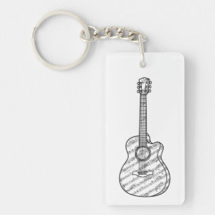 Gitaar en muzieknoten sleutelhanger