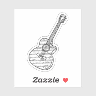 Gitaar en muzieknoten sticker