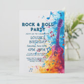 Gitaar en noten Rock And Roll-feest uitnodiging (Staand voorkant)