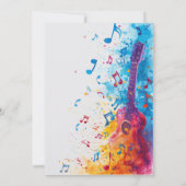 Gitaar en noten Rock And Roll-feestuitnodiging Kaart (Achterkant)