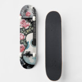 Gitaar en Rozen Waterverf Persoonlijk Skateboard (Voorkant)