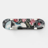 Gitaar en Rozen Waterverf Persoonlijk Skateboard (Horizontaal)