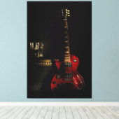 Gitaar en versterker grote canvas muur kunst (Insitu (Houten vloer))