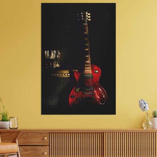 Gitaar en versterker grote canvas muur kunst (Insitu (Woonkamer))