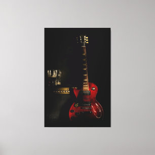 Gitaar en versterker grote canvas muur kunst